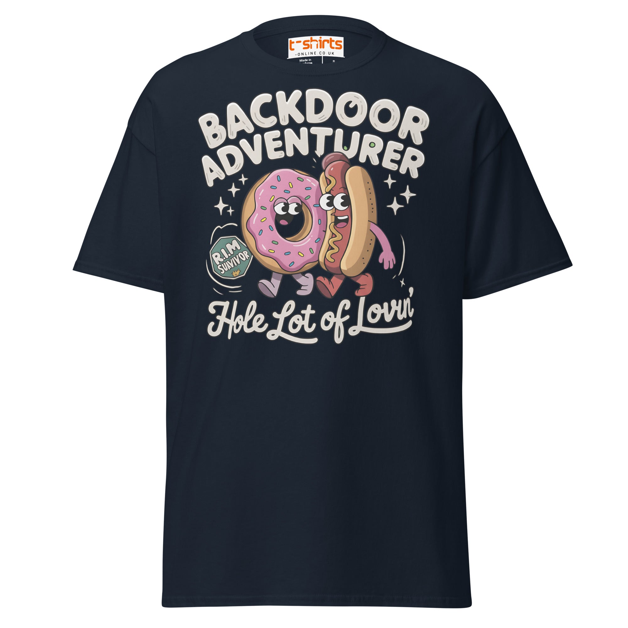 Backdoor Adventurer T-Shirt – Funny Donut Hotdog Tee – T-Shirts Online