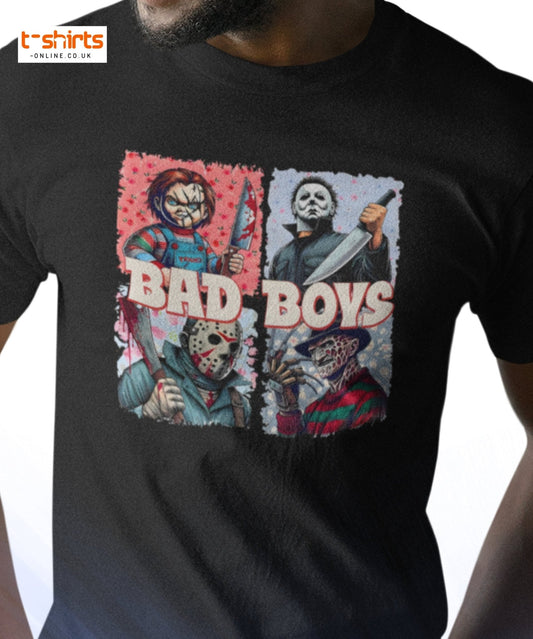 Bad Boys Horror Icons T-Shirt - Maroon - T-Shirts Online