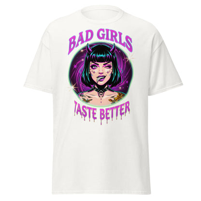 Bad Girls Taste Better T-Shirt | Edgy Neon Demon Tee - White - T-Shirts Online