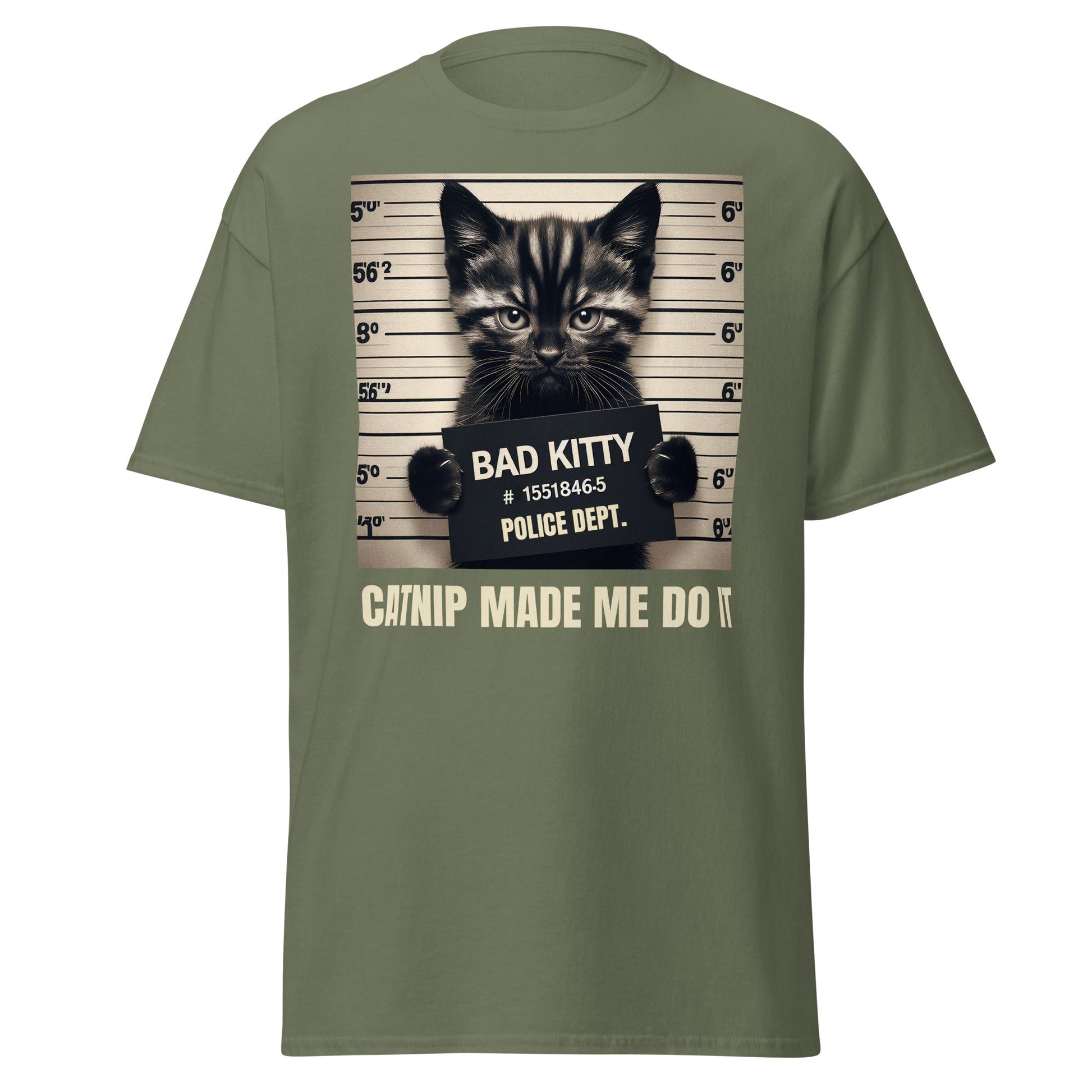 Bad Kitty | Cat T-Shirt - Military Green - T-Shirts Online