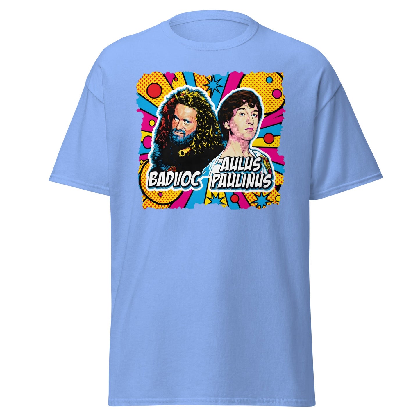 Badvoc & Aulus Paulinus Pop Art T-Shirt – Funny Roman History Tee - Carolina Blue - T-Shirts Online