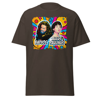 Badvoc & Aulus Paulinus Pop Art T-Shirt – Funny Roman History Tee - Dark Chocolate - T-Shirts Online
