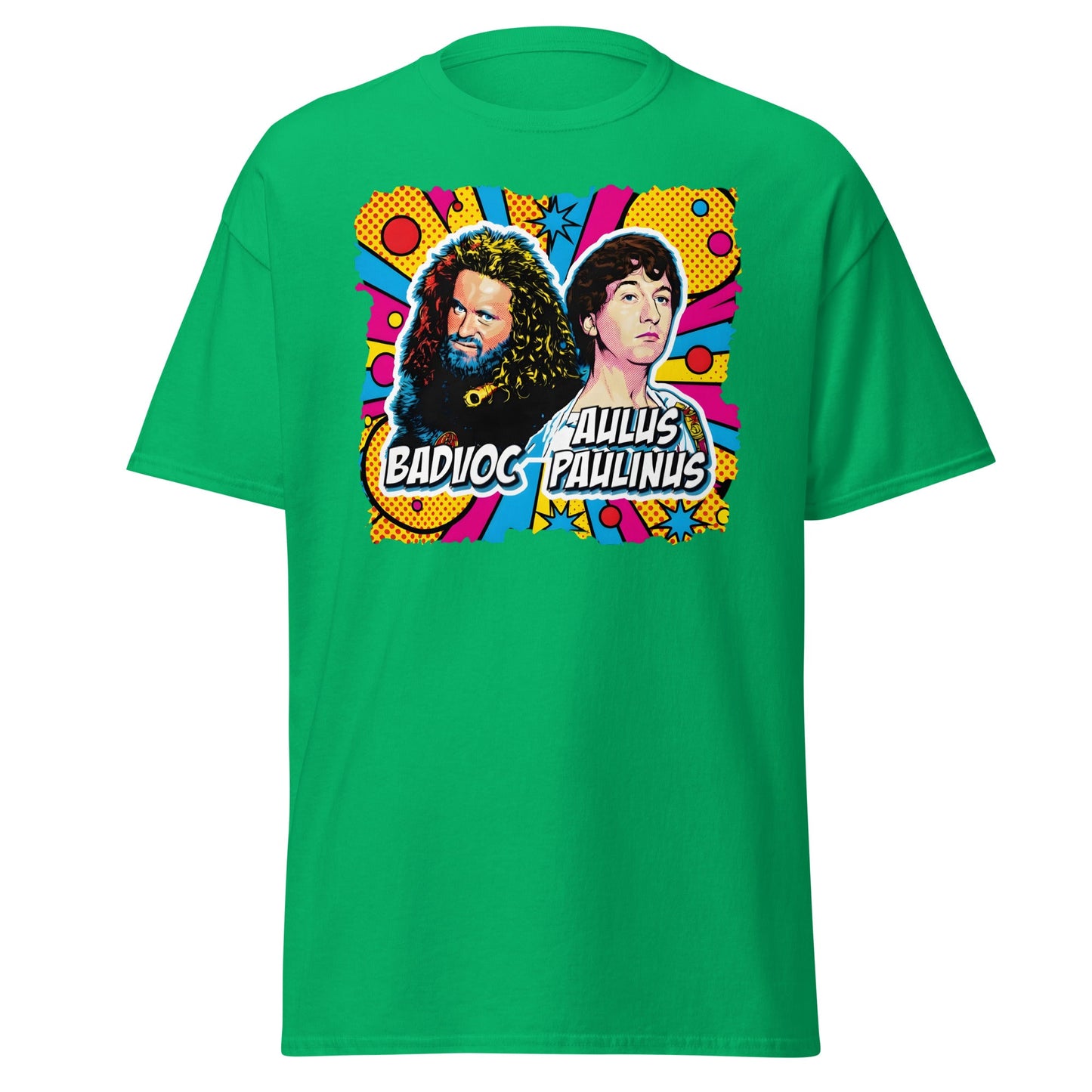Badvoc & Aulus Paulinus Pop Art T-Shirt – Funny Roman History Tee - Irish Green - T-Shirts Online