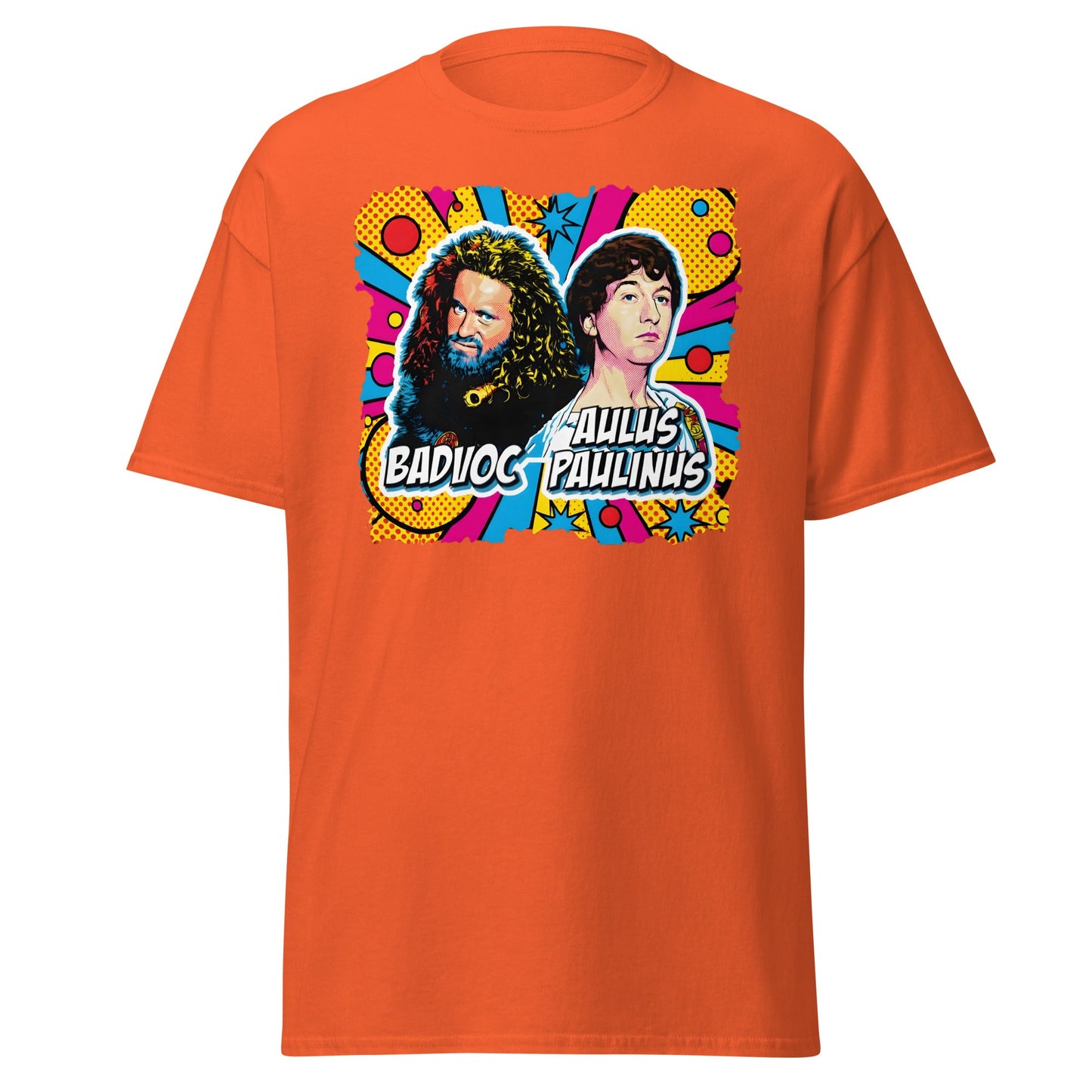 Badvoc & Aulus Paulinus Pop Art T-Shirt – Funny Roman History Tee - Orange - T-Shirts Online