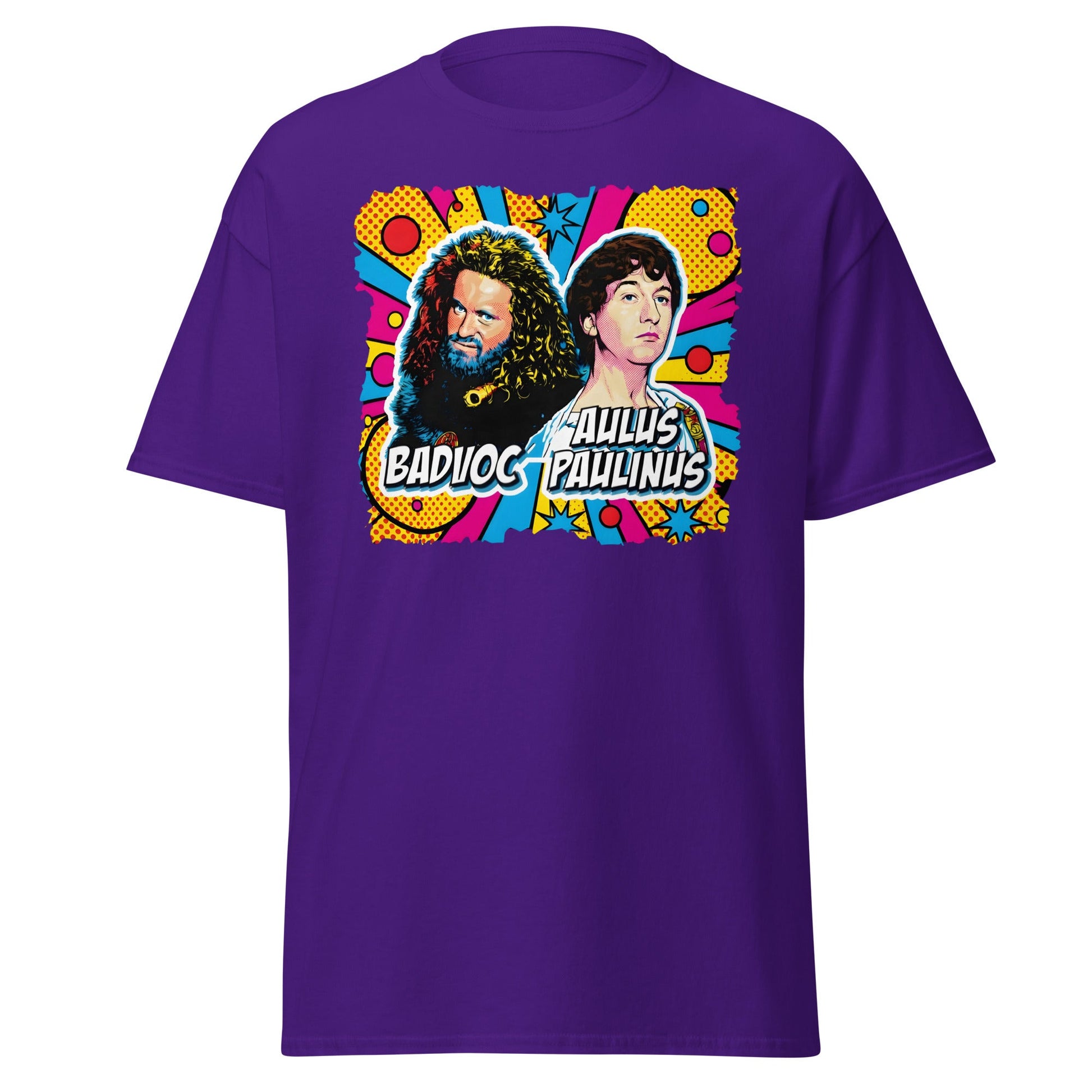 Badvoc & Aulus Paulinus Pop Art T-Shirt – Funny Roman History Tee - Purple - T-Shirts Online