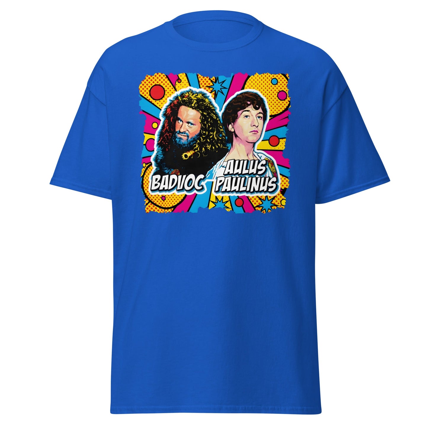 Badvoc & Aulus Paulinus Pop Art T-Shirt – Funny Roman History Tee - Royal - T-Shirts Online