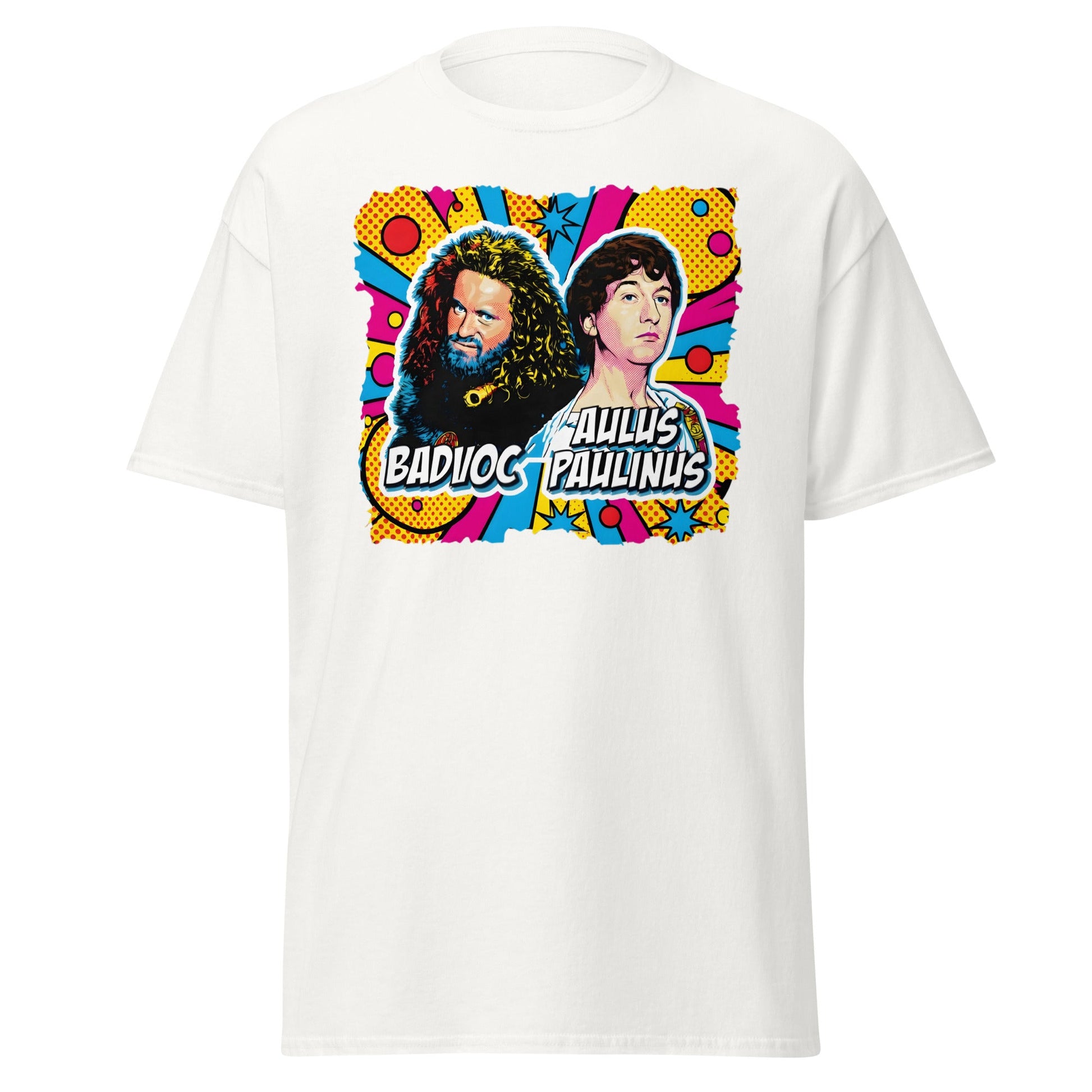 Badvoc & Aulus Paulinus Pop Art T-Shirt – Funny Roman History Tee - White - T-Shirts Online