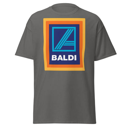 BALDI Supermarket Parody Logo T-Shirt - Funny Grocery Tee - Charcoal - T-Shirts Online