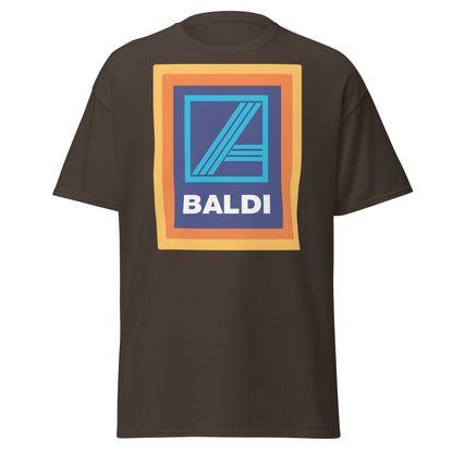 BALDI Supermarket Parody Logo T-Shirt - Funny Grocery Tee - Dark Chocolate - T-Shirts Online