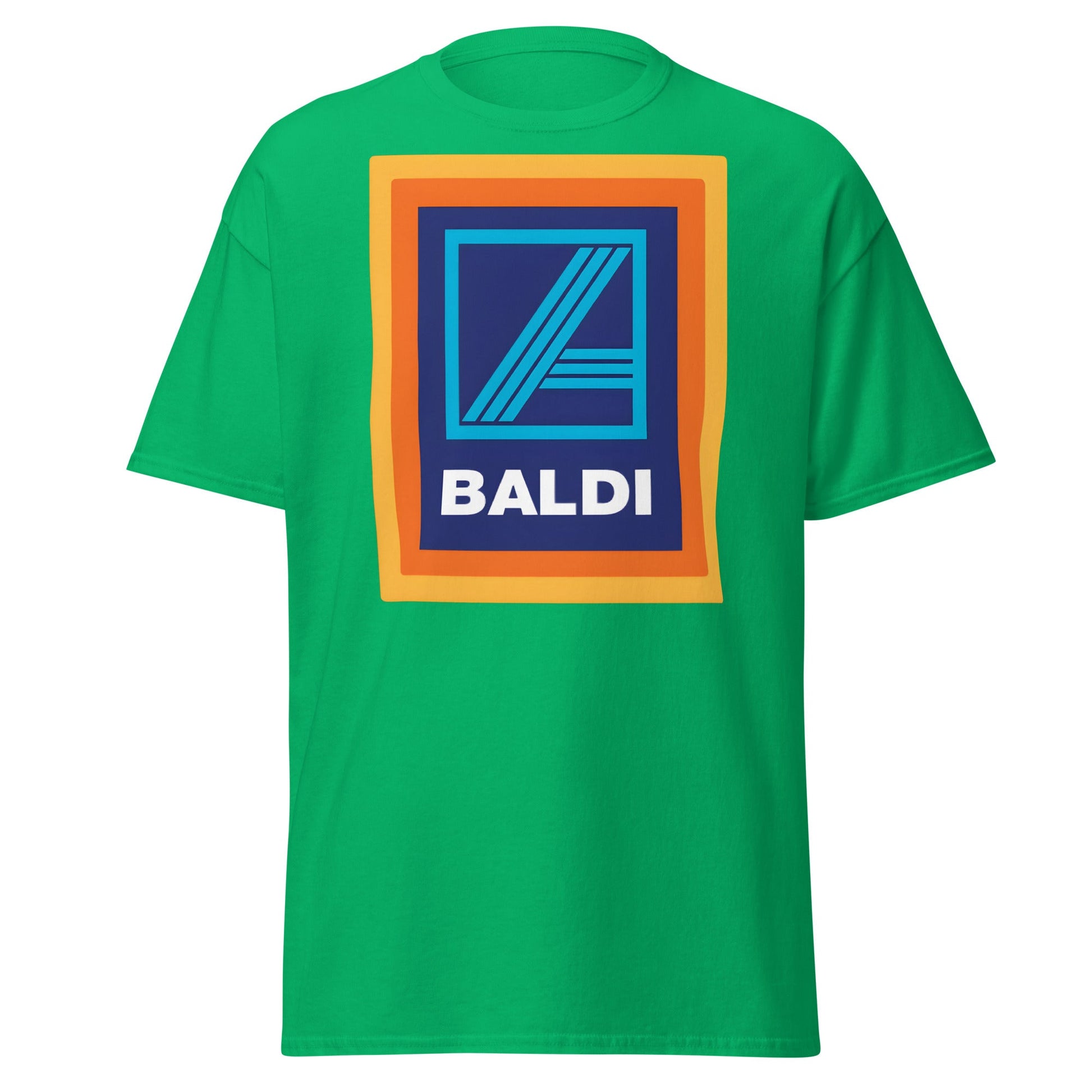 BALDI Supermarket Parody Logo T-Shirt - Funny Grocery Tee - Irish Green - T-Shirts Online
