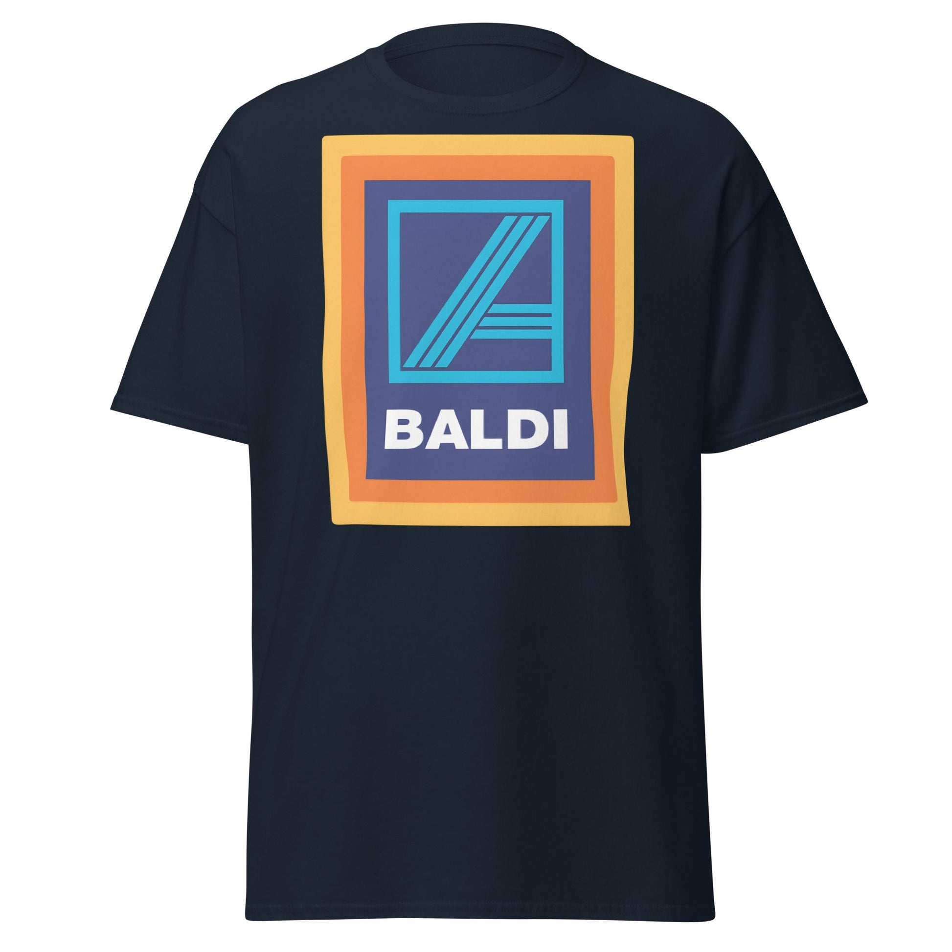 BALDI Supermarket Parody Logo T-Shirt - Funny Grocery Tee - Navy - T-Shirts Online