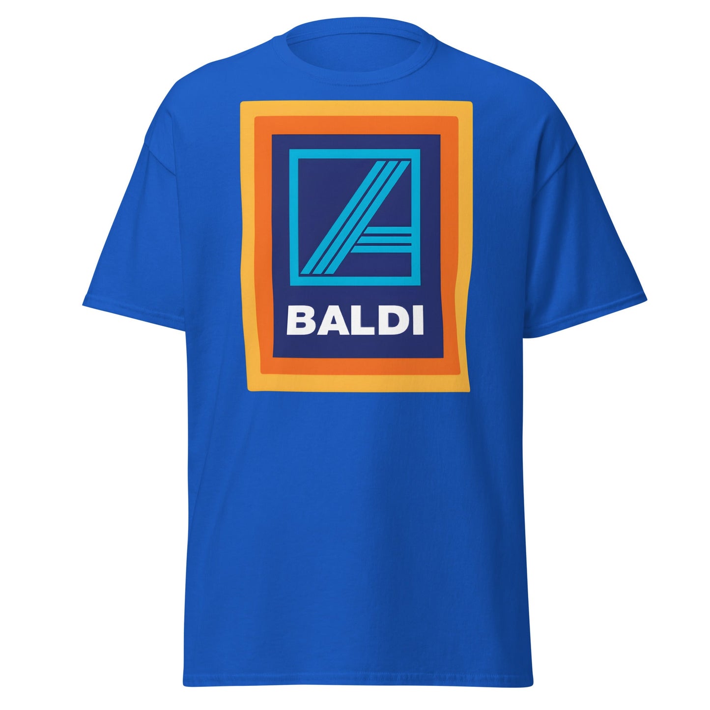 BALDI Supermarket Parody Logo T-Shirt - Funny Grocery Tee - Royal - T-Shirts Online