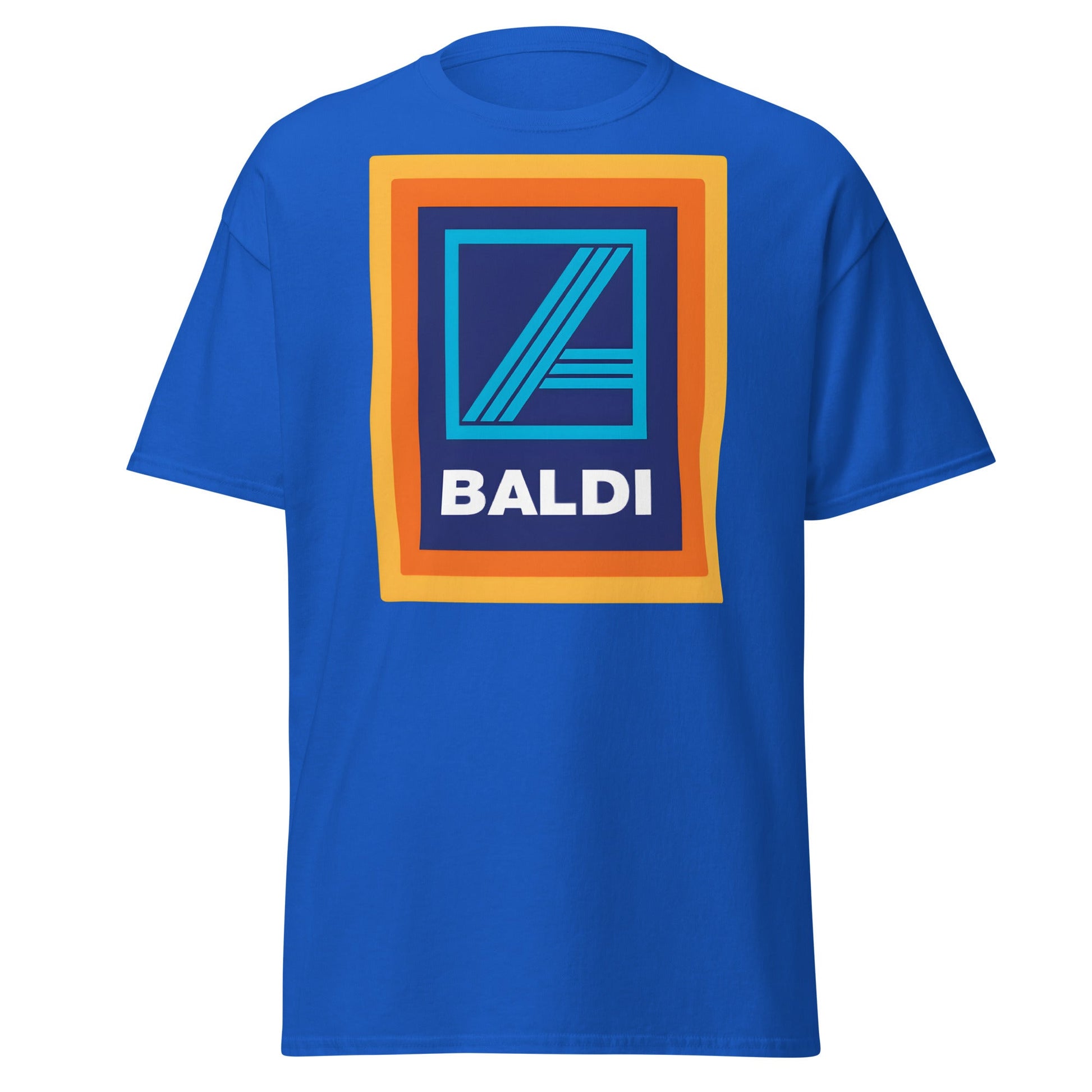 BALDI Supermarket Parody Logo T-Shirt - Funny Grocery Tee - Royal - T-Shirts Online