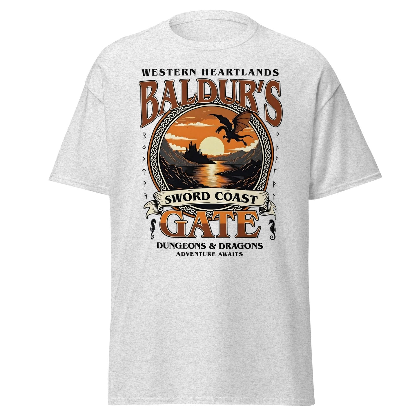 Baldur's Gate Sword Coast T-Shirt - D&D Fantasy Adventure Tee - Ash - T-Shirts Online