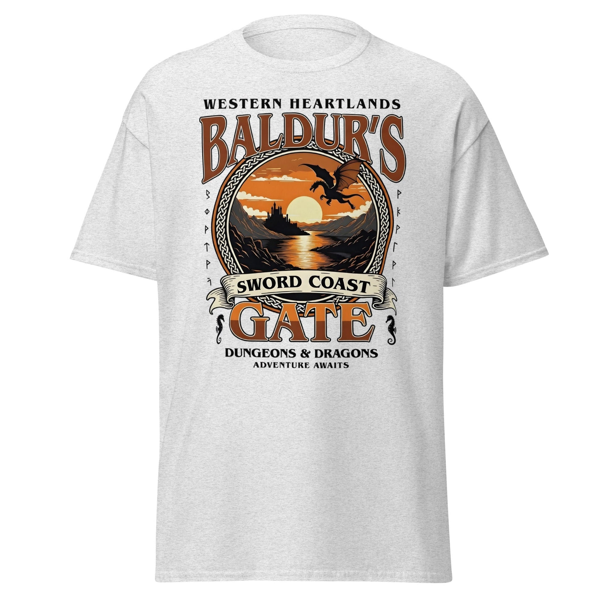Baldur's Gate Sword Coast T-Shirt - D&D Fantasy Adventure Tee - Ash - T-Shirts Online