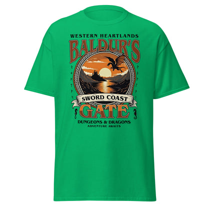 Baldur's Gate Sword Coast T-Shirt - D&D Fantasy Adventure Tee - Irish Green - T-Shirts Online