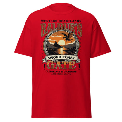 Baldur's Gate Sword Coast T-Shirt - D&D Fantasy Adventure Tee - Red - T-Shirts Online