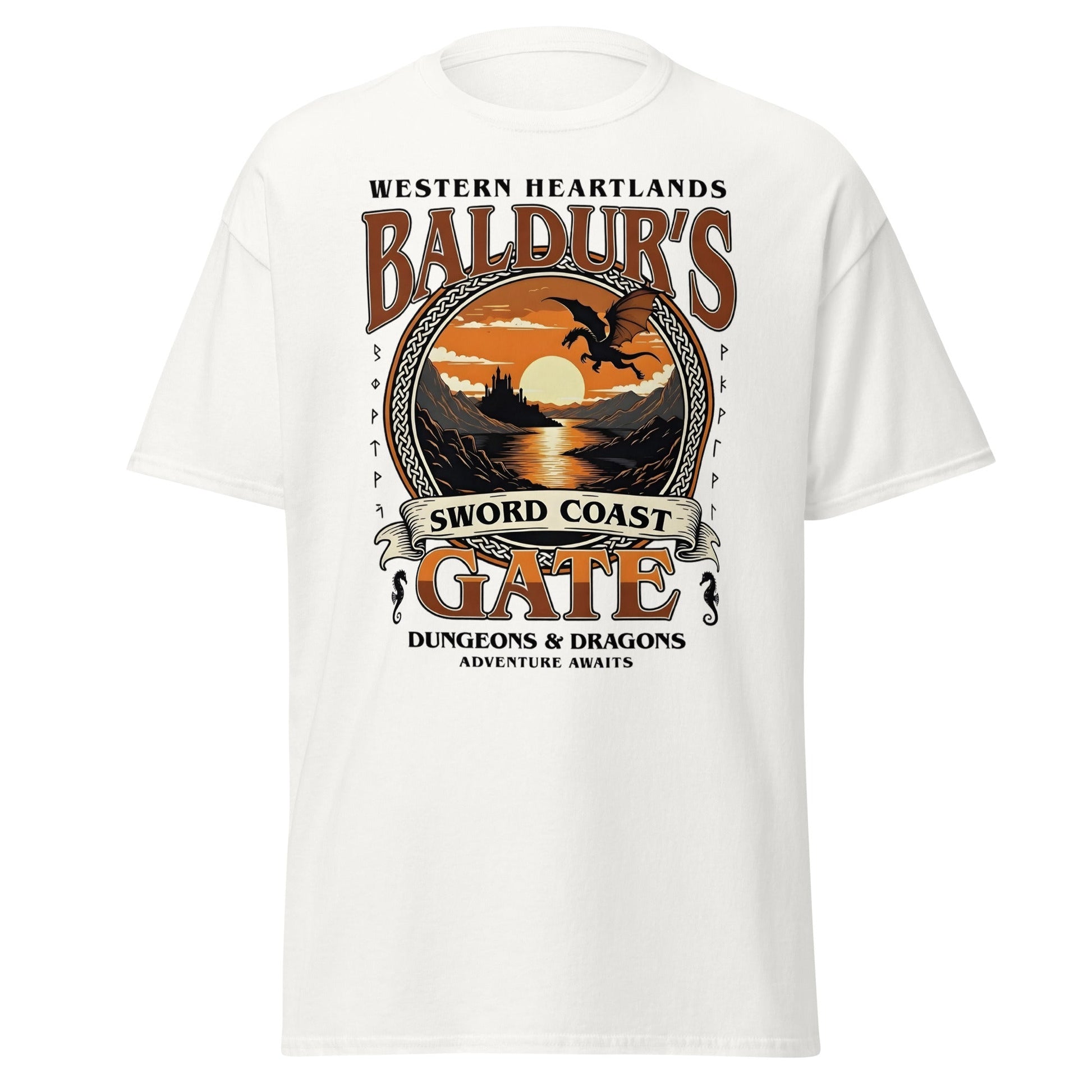 Baldur's Gate Sword Coast T-Shirt - D&D Fantasy Adventure Tee - White - T-Shirts Online