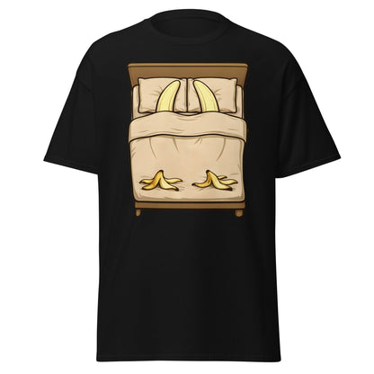 Banana in Bed Funny T-Shirt - Clever Graphic Humor Tee - Black - T-Shirts Online