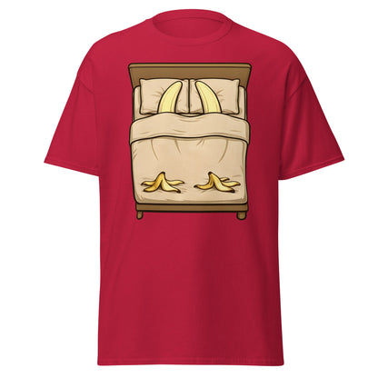 Banana in Bed Funny T-Shirt - Clever Graphic Humor Tee - Cardinal - T-Shirts Online