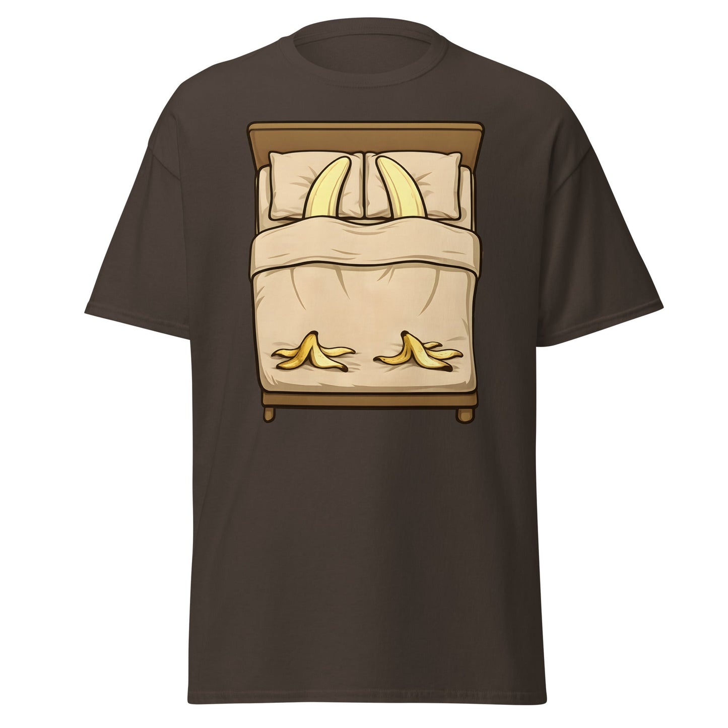 Banana in Bed Funny T-Shirt - Clever Graphic Humor Tee - Dark Chocolate - T-Shirts Online