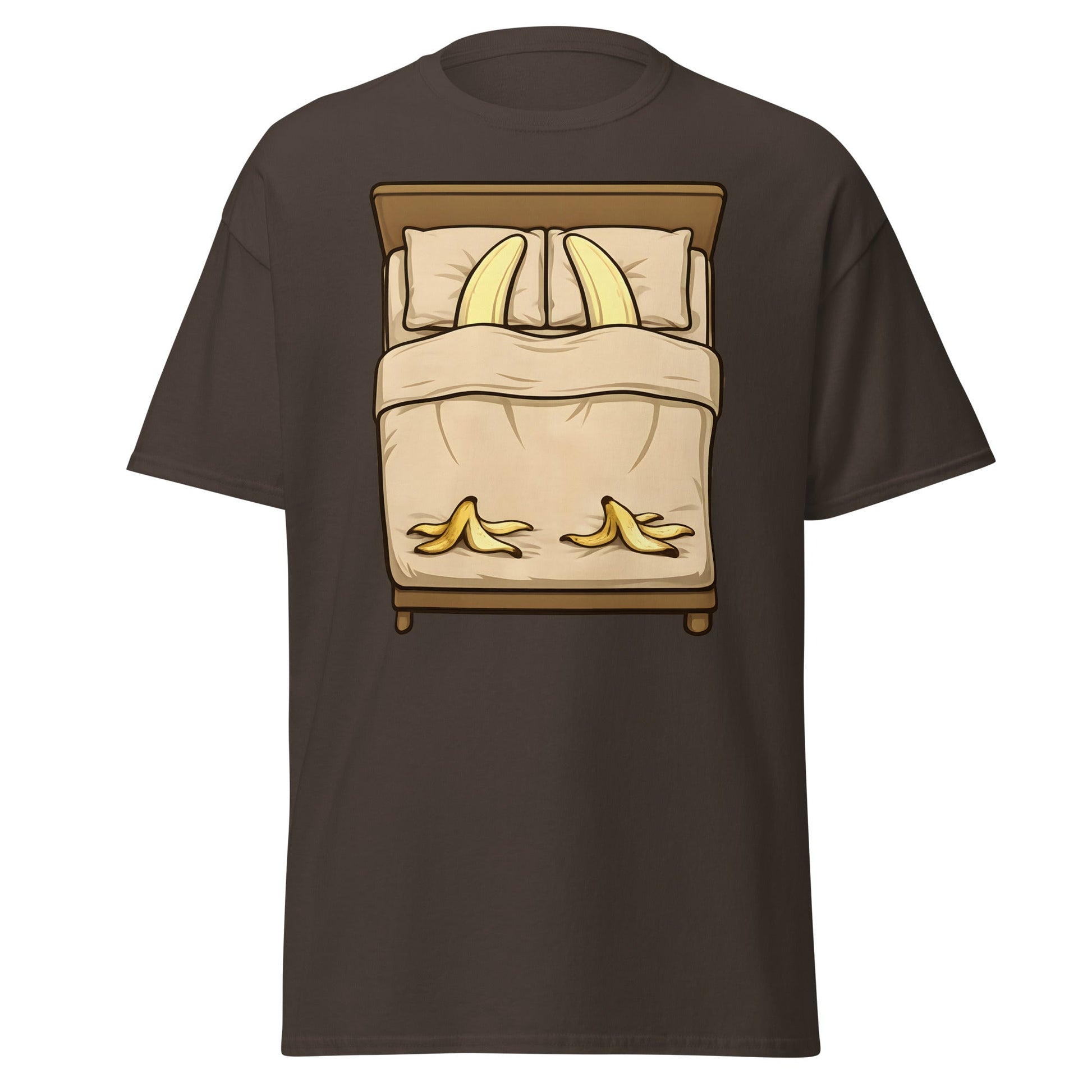 Banana in Bed Funny T-Shirt - Clever Graphic Humor Tee - Dark Chocolate - T-Shirts Online