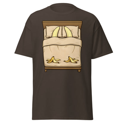 Banana in Bed Funny T-Shirt - Clever Graphic Humor Tee - Dark Chocolate - T-Shirts Online