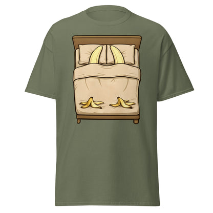 Banana in Bed Funny T-Shirt - Clever Graphic Humor Tee - Military Green - T-Shirts Online