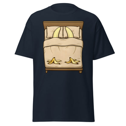 Banana in Bed Funny T-Shirt - Clever Graphic Humor Tee - Navy - T-Shirts Online