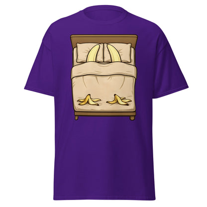Banana in Bed Funny T-Shirt - Clever Graphic Humor Tee - Purple - T-Shirts Online