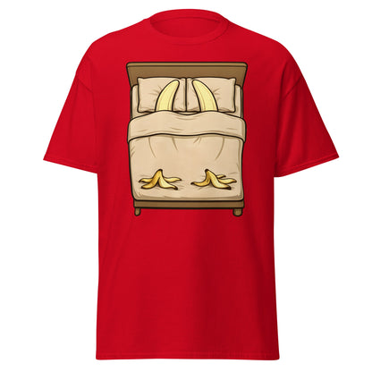 Banana in Bed Funny T-Shirt - Clever Graphic Humor Tee - Red - T-Shirts Online