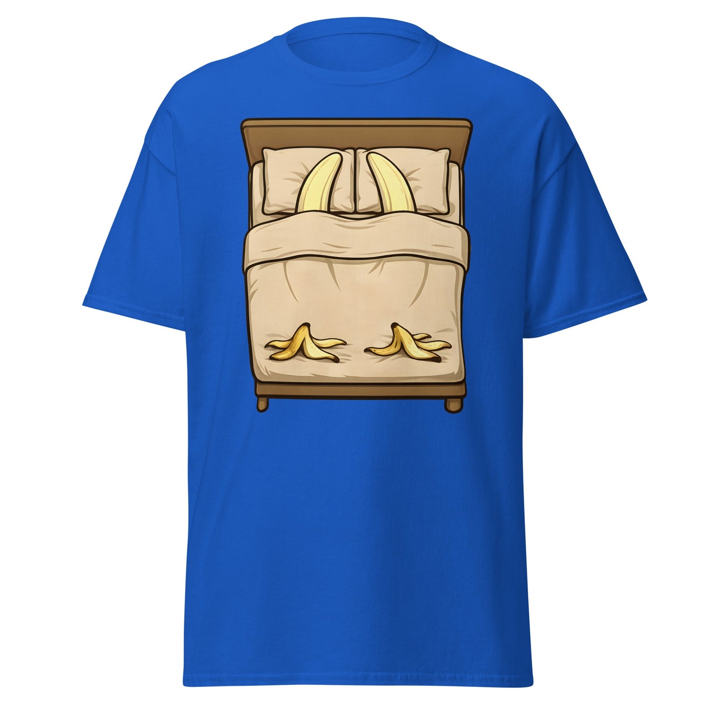 Banana in Bed Funny T-Shirt - Clever Graphic Humor Tee - Royal - T-Shirts Online