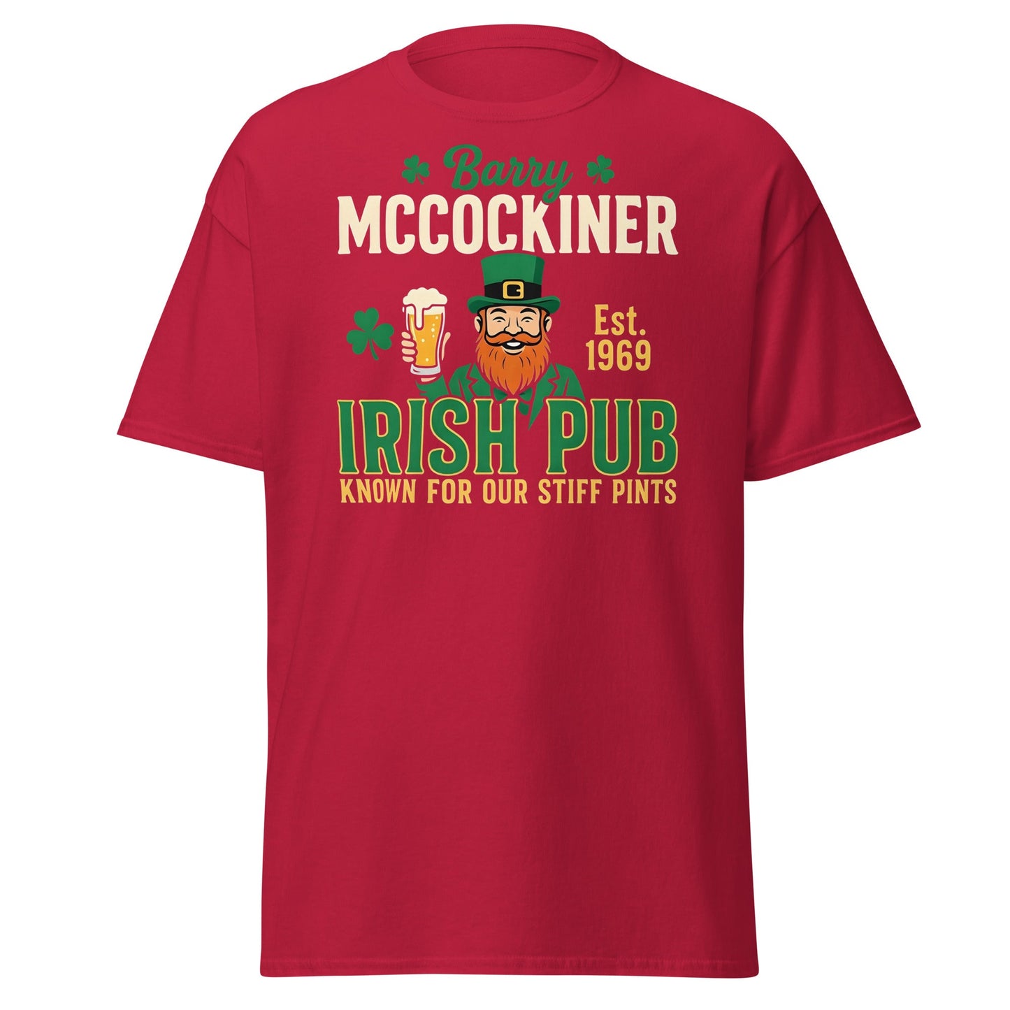 Barry McCockiner Irish Pub Funny St. Patrick's Day T-Shirt - Cardinal - T-Shirts Online