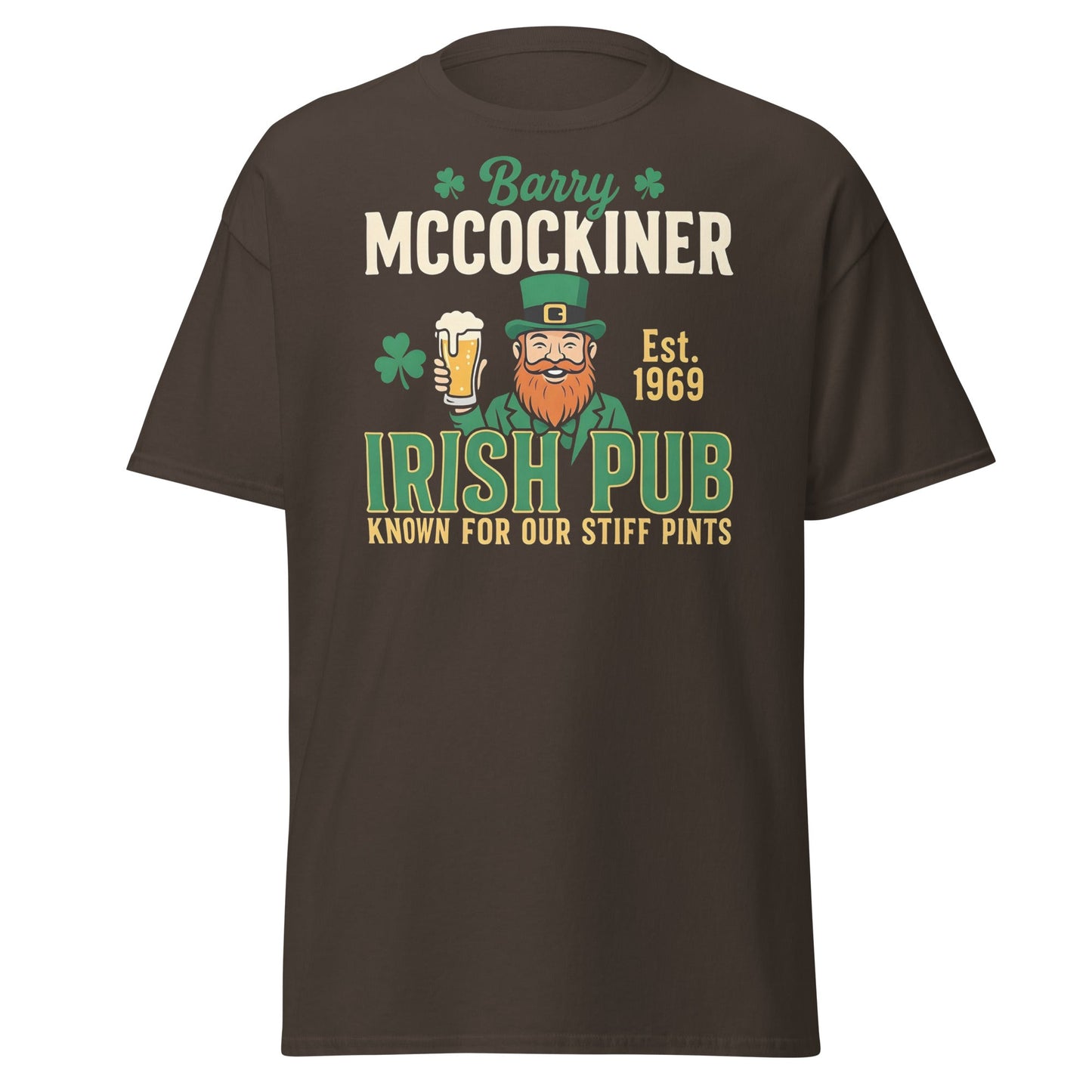 Barry McCockiner Irish Pub Funny St. Patrick's Day T-Shirt - Dark Chocolate - T-Shirts Online