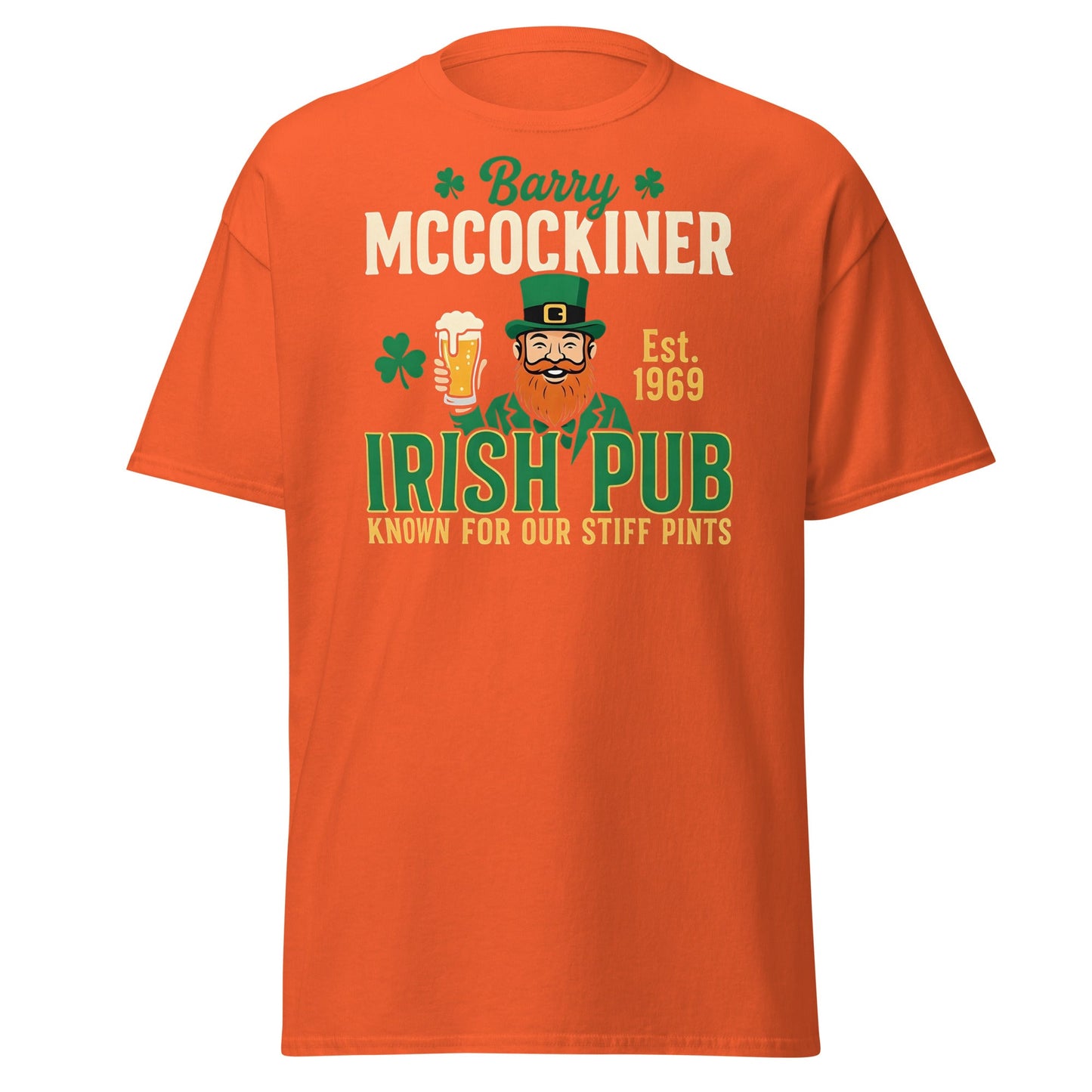 Barry McCockiner Irish Pub Funny St. Patrick's Day T-Shirt - Orange - T-Shirts Online