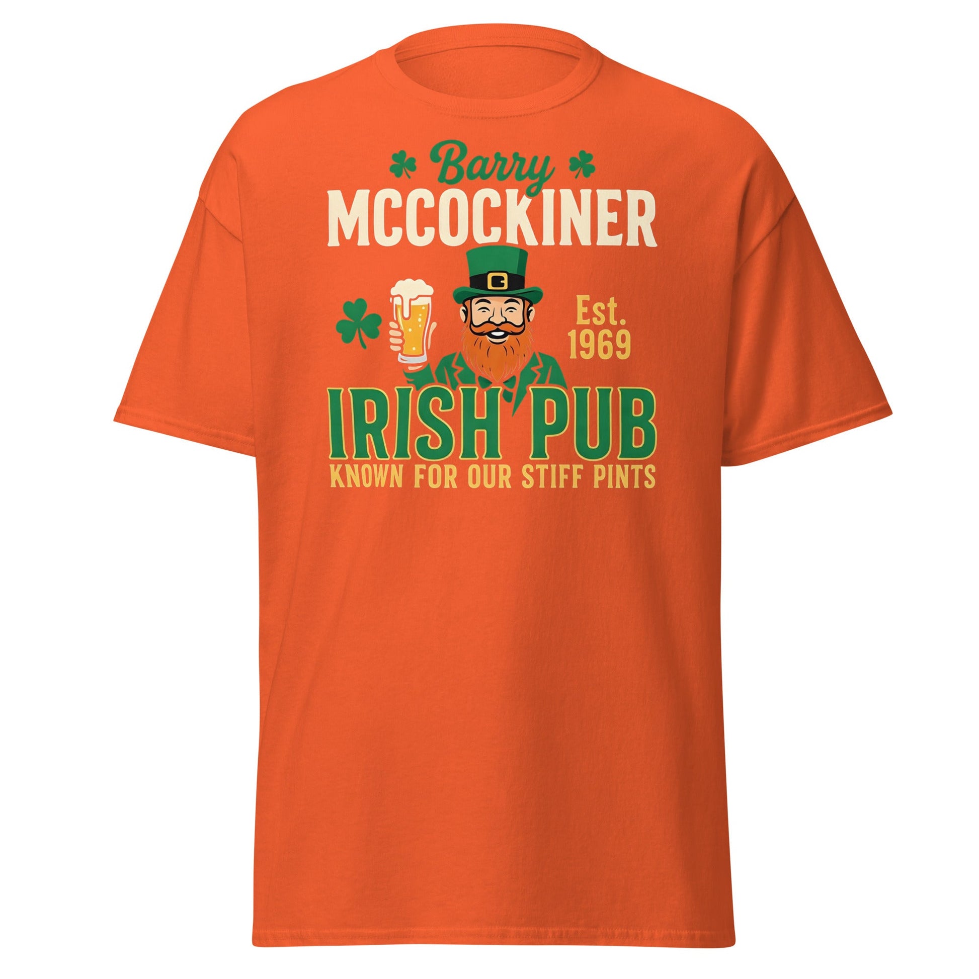 Barry McCockiner Irish Pub Funny St. Patrick's Day T-Shirt - Orange - T-Shirts Online