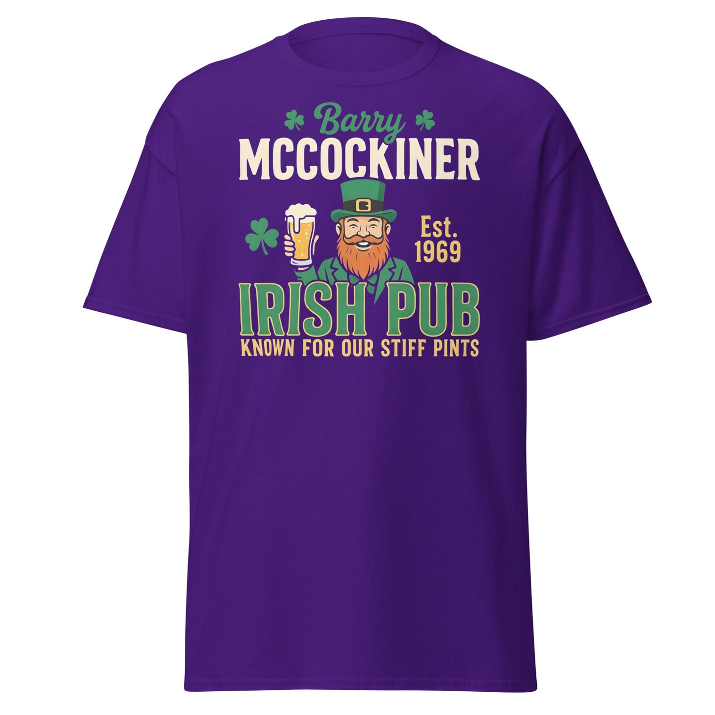 Barry McCockiner Irish Pub Funny St. Patrick's Day T-Shirt - Purple - T-Shirts Online