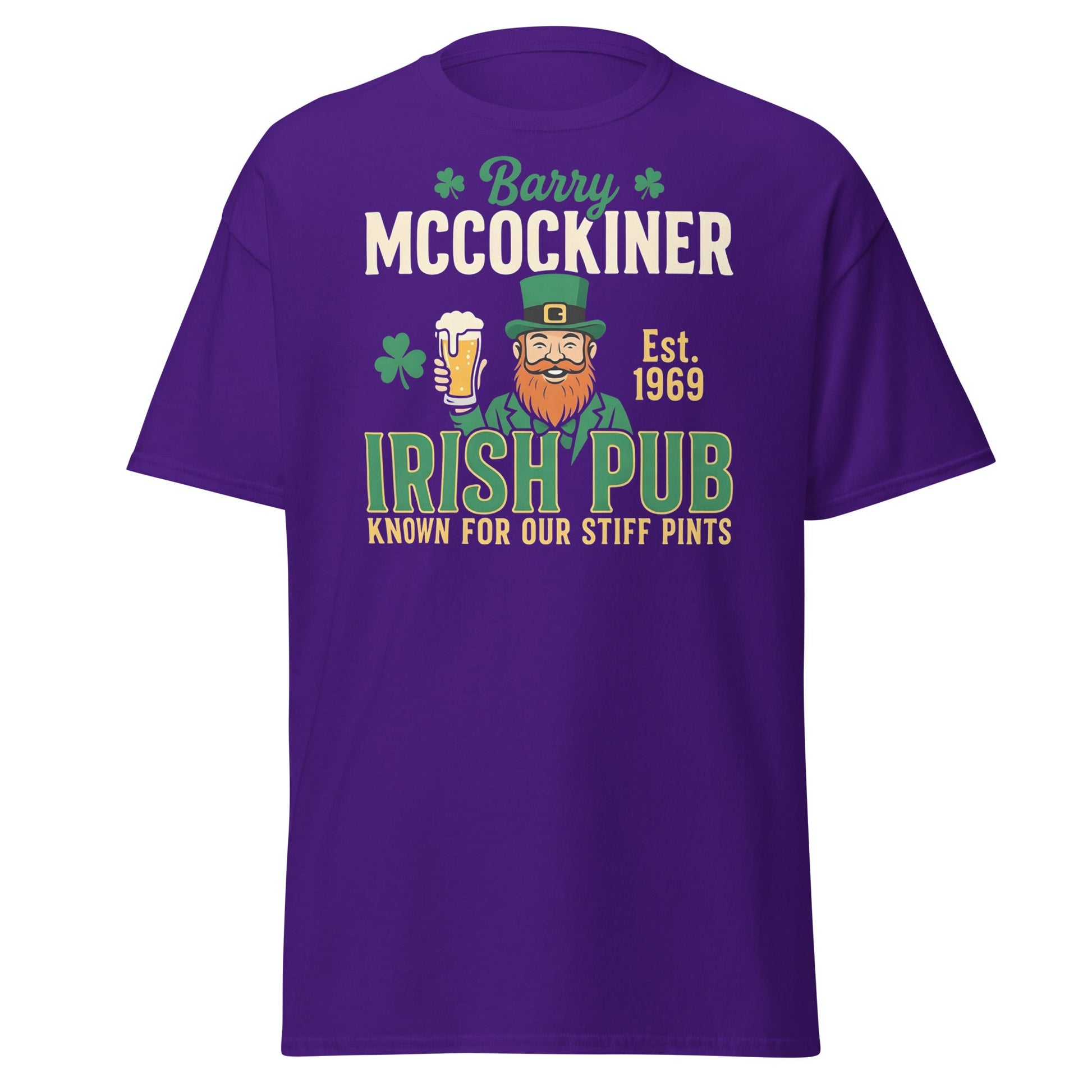 Barry McCockiner Irish Pub Funny St. Patrick's Day T-Shirt - Purple - T-Shirts Online