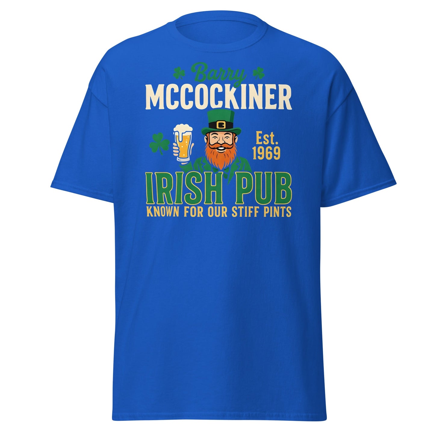 Barry McCockiner Irish Pub Funny St. Patrick's Day T-Shirt - Royal - T-Shirts Online