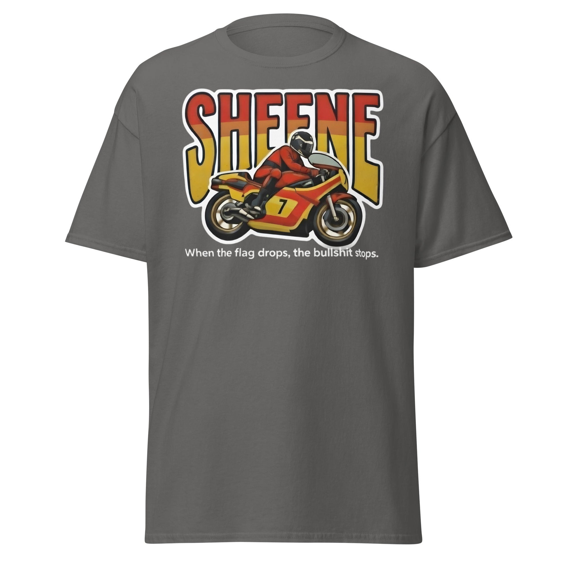 Barry Sheene Racing T-Shirt - Iconic 70s Legend Quote Tee - Charcoal - T-Shirts Online
