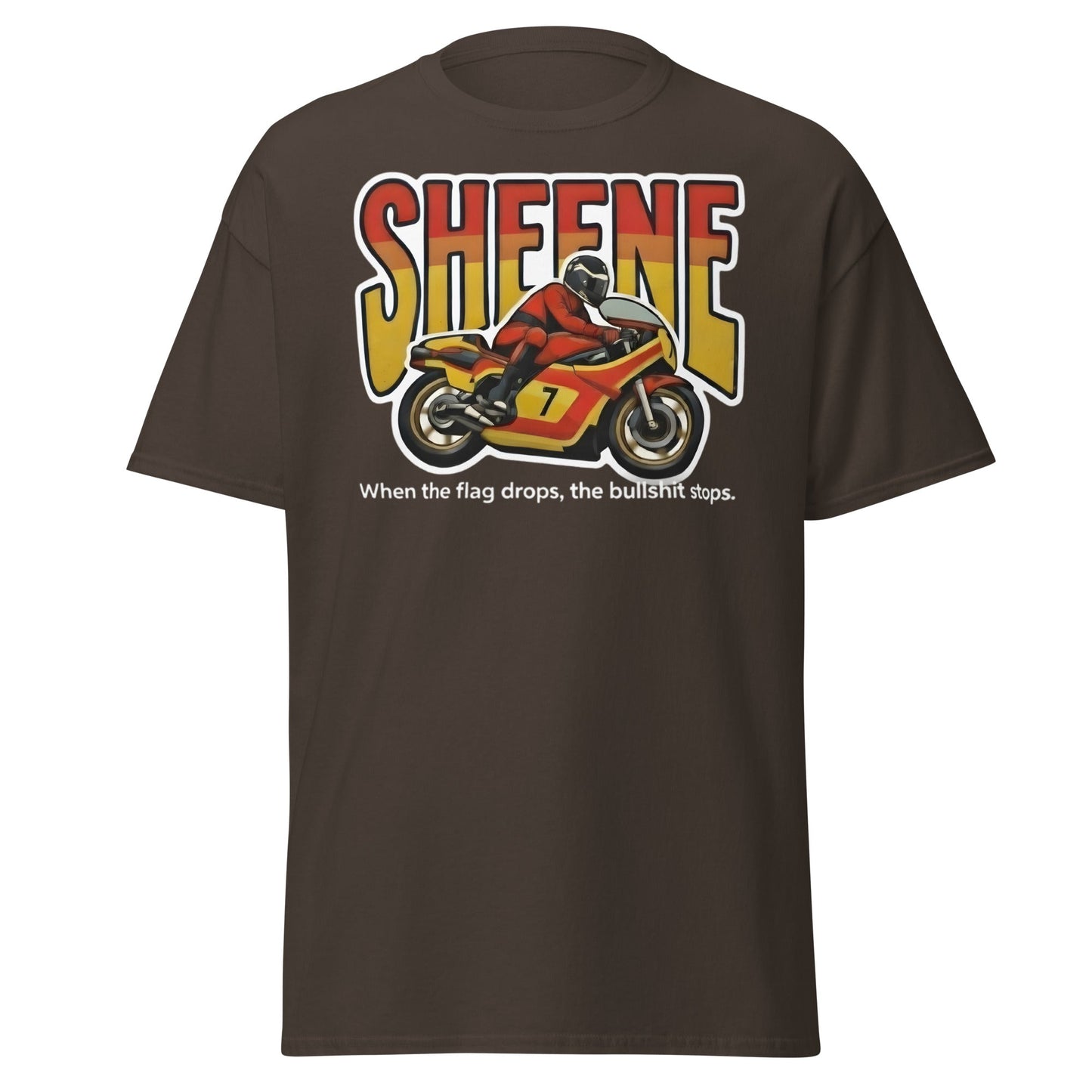 Barry Sheene Racing T-Shirt - Iconic 70s Legend Quote Tee - Dark Chocolate - T-Shirts Online