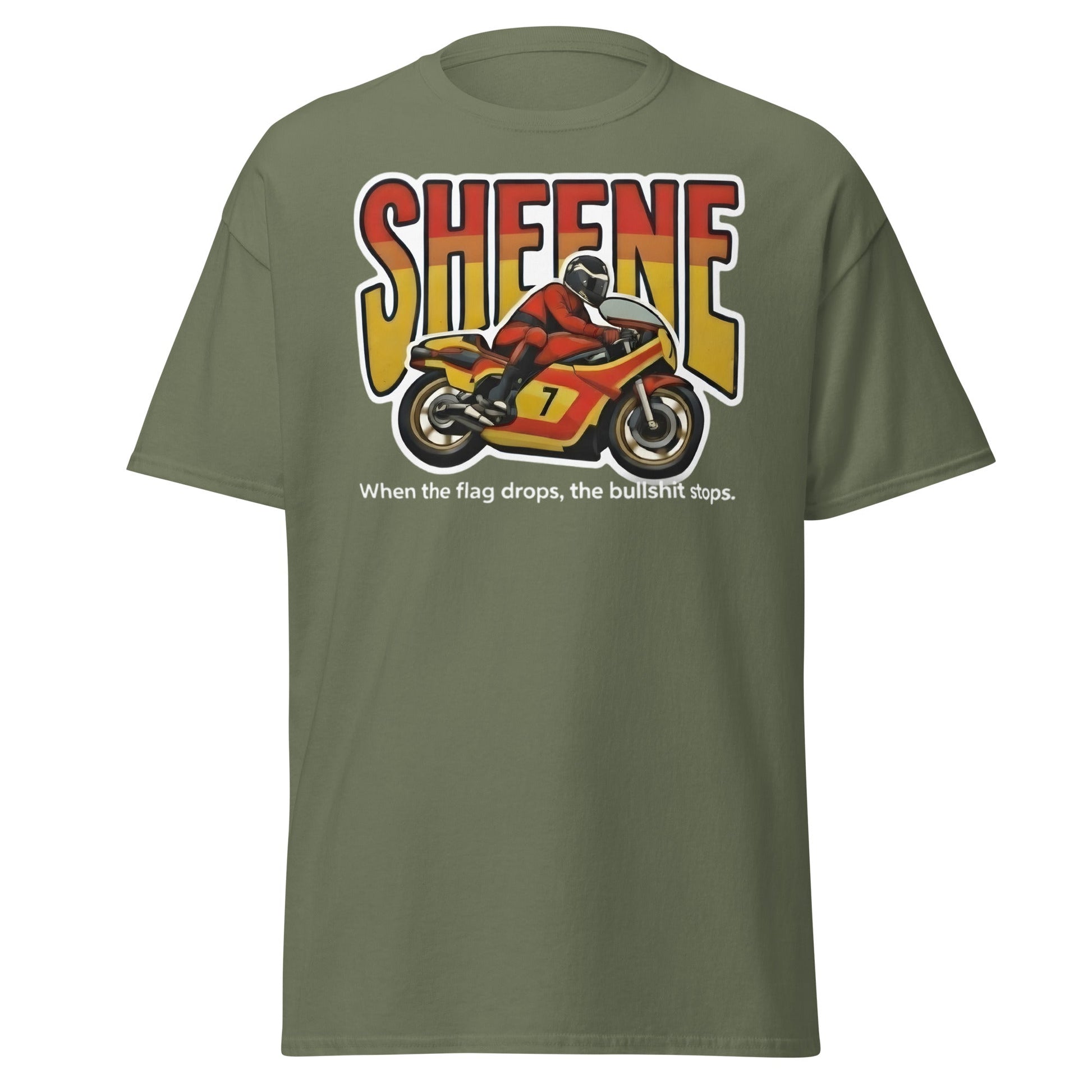 Barry Sheene Racing T-Shirt - Iconic 70s Legend Quote Tee - Military Green - T-Shirts Online