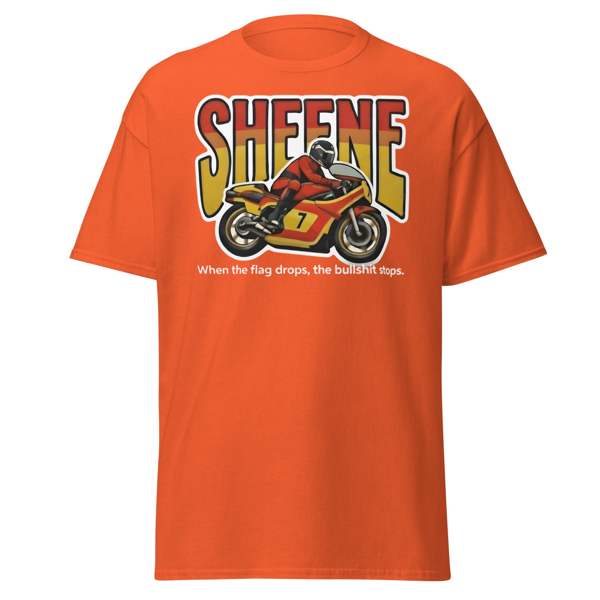 Barry Sheene Racing T-Shirt - Iconic 70s Legend Quote Tee - Orange - T-Shirts Online