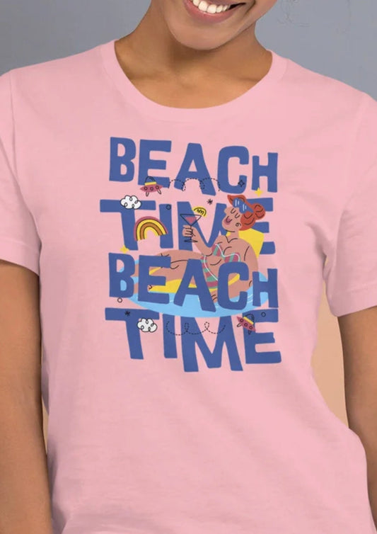 Beach Time T-Shirt | Summer Fun Tee - Black Heather - T-Shirts Online