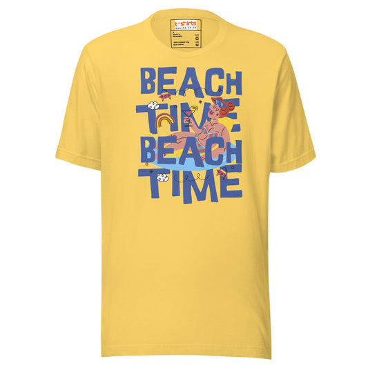Beach Time T-Shirt | Summer Fun Tee - Yellow - T-Shirts Online