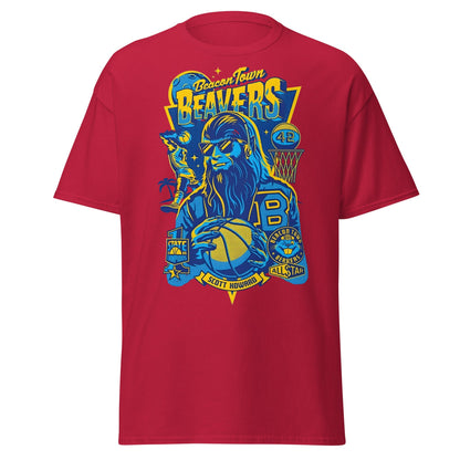 Beacon Town Beavers Basketball T-Shirt – Retro 80s Tee - Cardinal - T-Shirts Online