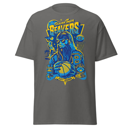 Beacon Town Beavers Basketball T-Shirt – Retro 80s Tee - Charcoal - T-Shirts Online