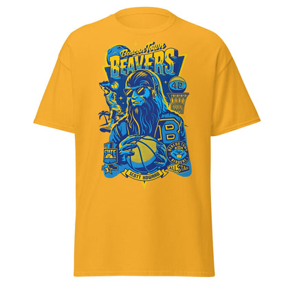 Beacon Town Beavers Basketball T-Shirt – Retro 80s Tee - Gold - T-Shirts Online