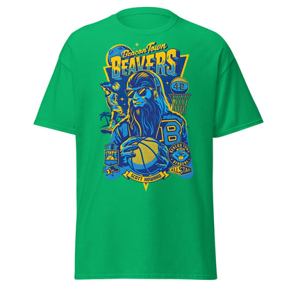 Beacon Town Beavers Basketball T-Shirt – Retro 80s Tee - Irish Green - T-Shirts Online