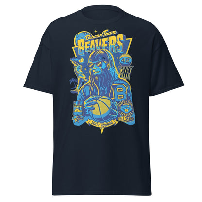 Beacon Town Beavers Basketball T-Shirt – Retro 80s Tee - Navy - T-Shirts Online